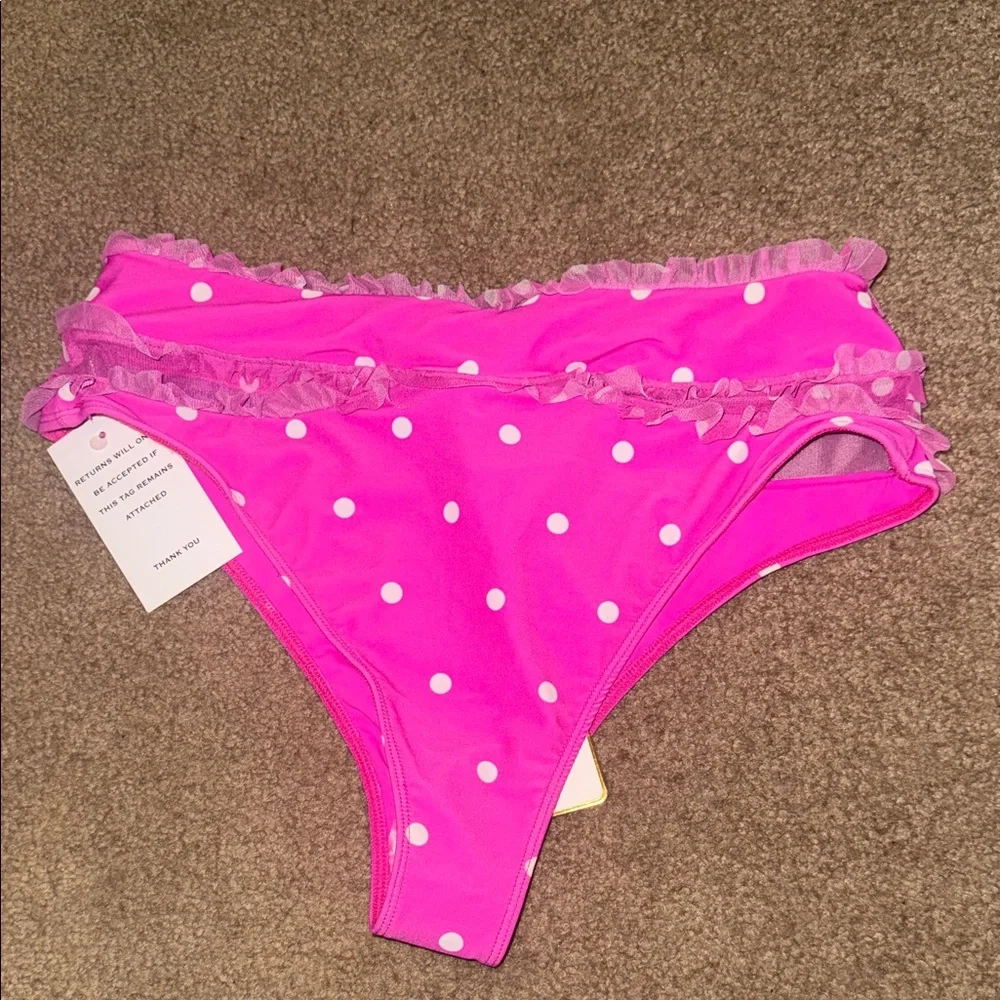 For Love & Lemons Pink Polka Dot Swim Bottom - Picture 4 of 5